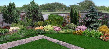 Arka Bahçe, 3d render bir Birleşik görünüm