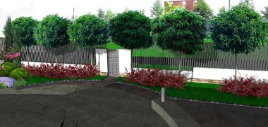 Ön bahçede tasarım fikirleri, 3d render