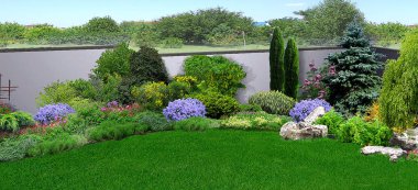 Doğal alanları çevreleyen bir ev, 3d render