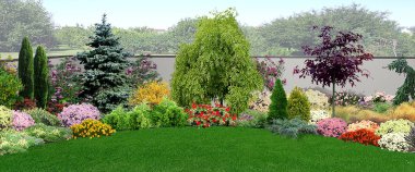 Doğal alanları çevreleyen bir ev, 3d render