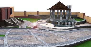 Düzenleme veranda yaşam alanı, 3d render