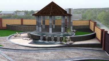 Banliyösü Mimarlık Emlak peyzaj tasarımı, 3d render