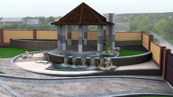 Banliyösü Mimarlık Emlak peyzaj tasarımı, 3d render