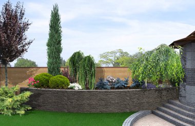 Doğal alanları çevreleyen bir ev, 3d render