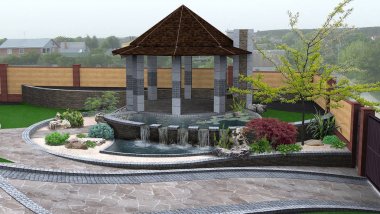 Banliyösü Mimarlık Emlak peyzaj tasarımı, 3d render