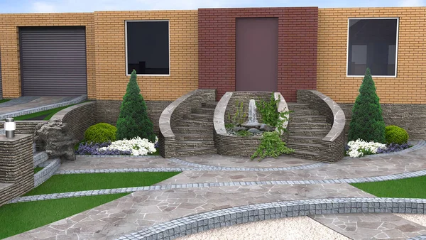 De ideeën van het ontwerp van de onderhoud en aanplant van groen, 3d render — Stockfoto