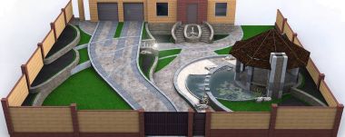 Özel mülk peyzaj, pilot resimlerle dolu. 3D renderi