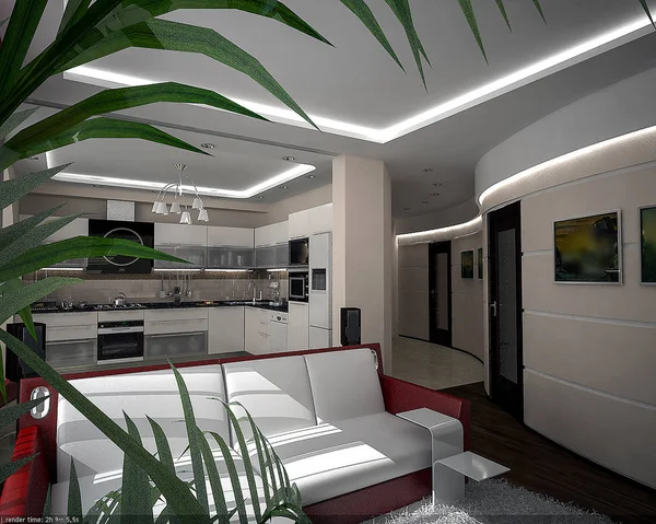 Realisasi desain interior pembukaan cased, 3d render — Stok Foto