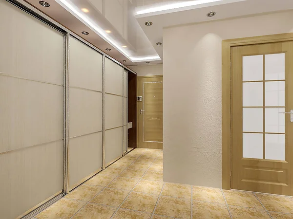 Modern entrance hall design ideas, 3D render — Stock Image Modern entrance hall design ideas, 3D render Stock Photo