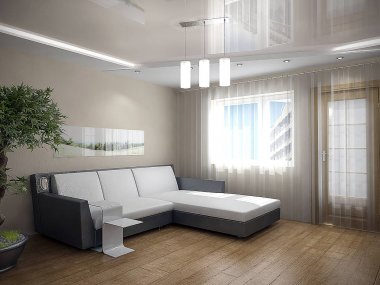Oturma odası iç tasarım fikirleri, 3d render