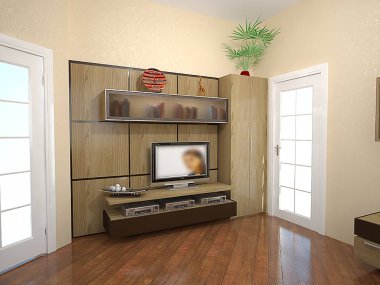 Oturma odası iç tasarım fikirleri, 3d render