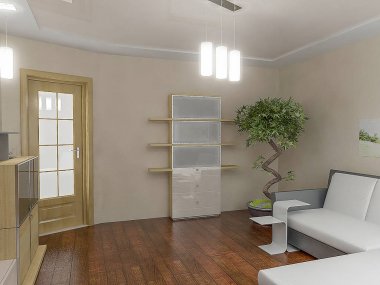 Oturma odası iç tasarım fikirleri, 3d render