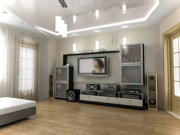 Oturma odası iç tasarım fikirleri, 3d render