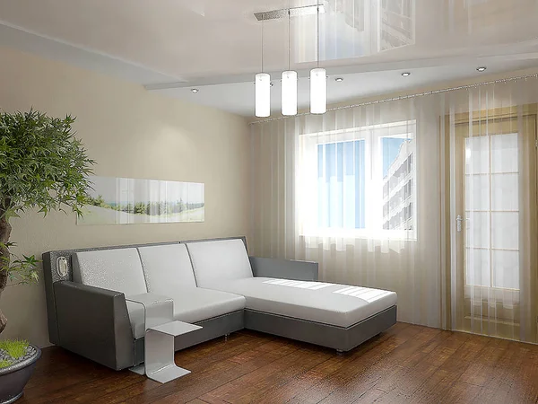Obývací pokoj interior design myšlenky, 3d vykreslení — Stock fotografie