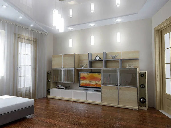 Oturma odası iç tasarım fikirleri, 3d render