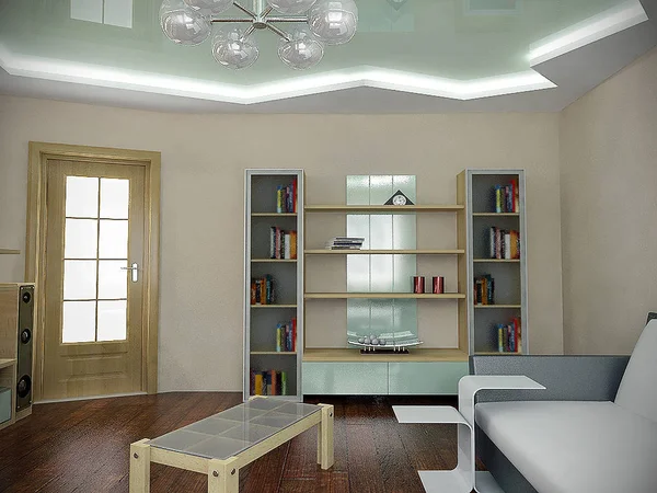 Oturma odası iç tasarım fikirleri, 3d render