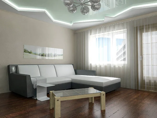 거실 인테리어 디자인 아이디어, 3d 렌더링 — 스톡 사진