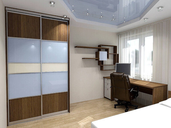 Современный стиль спальни, 3d иллюстрация
.