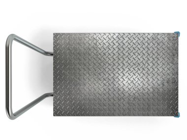 Paslanmaz çelik tekerlekli yük arabası, 3 boyutlu illüstrasyon