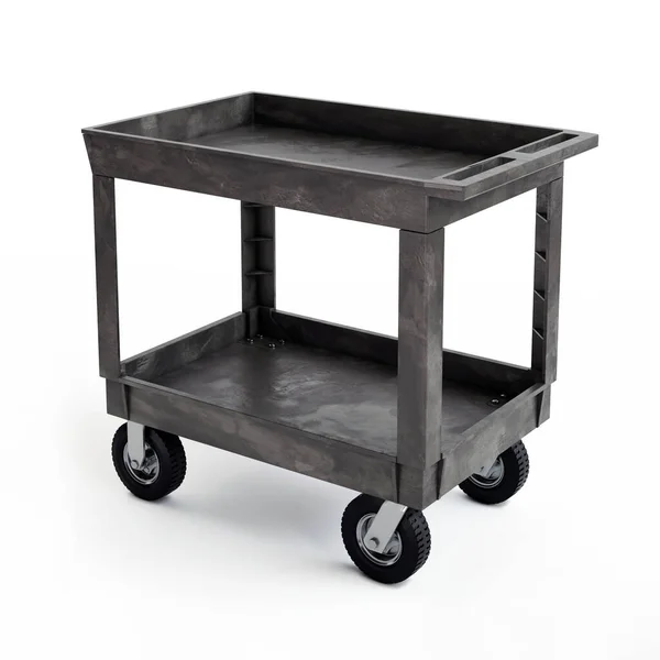 Plastic Two Shelf Utility Cart Model, 3D illustration — Stock Photo, Image