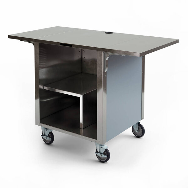 Mobile cash desk on wheels, stainless steel cash register stand,