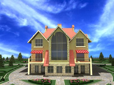 Klasik peyzaj tarzının 3D çizimi