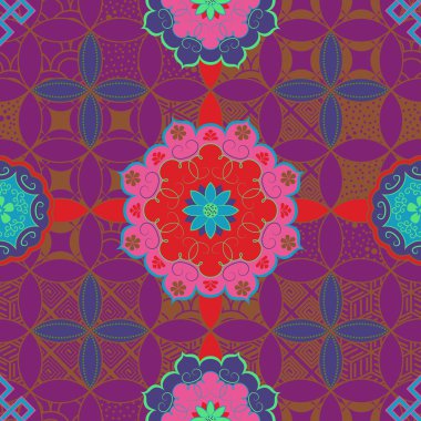 Çin soyut geometrik retro tarzı seamless modeli döşer. vektör çizim