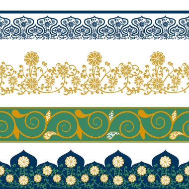 Kenarlıklar Dikişsiz desen Çin çiçek süsleme ile. vektör çizim