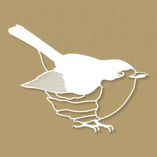 Robin bird design per plotter o taglio laser. Illustrazioni vettoriali — Vettoriale Stock
