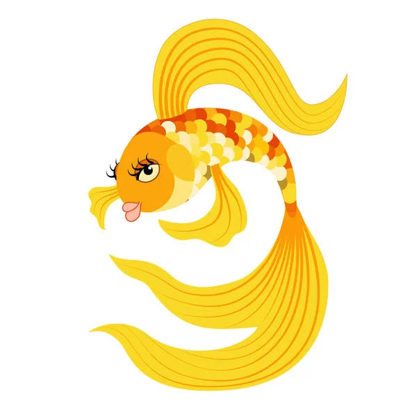 Gold fish from a fairy tale. Vector illustration — Stock Vector