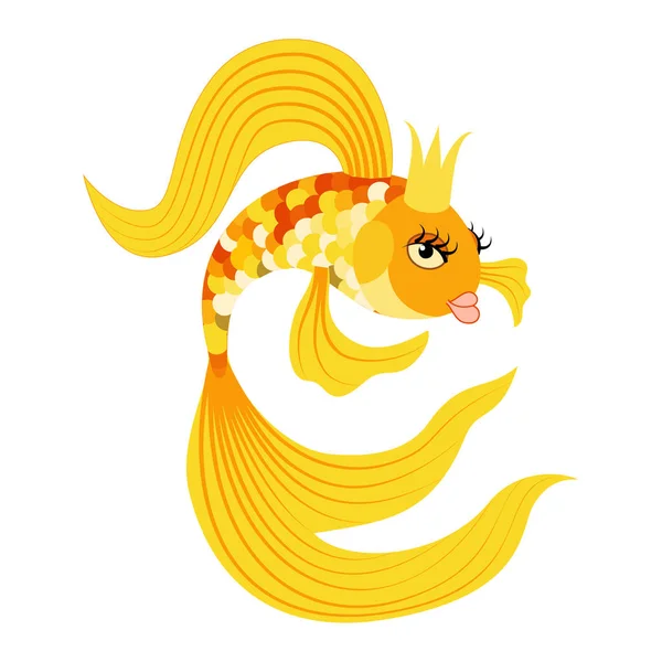 Drottning guld fisk från en saga. Vektorillustration — Stock vektor