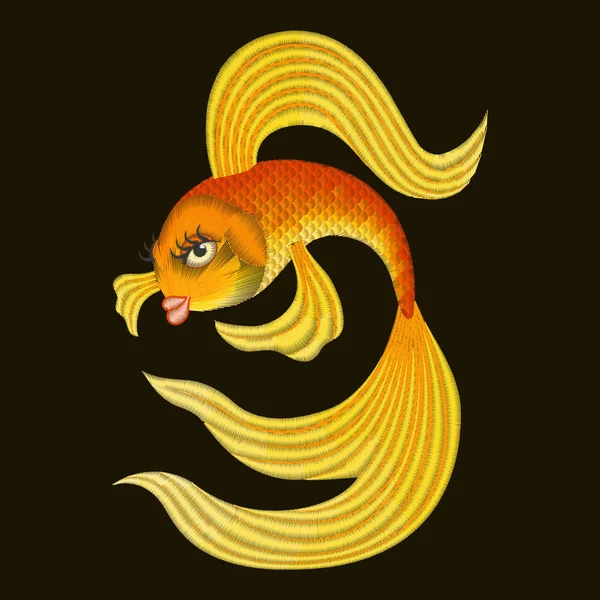 Goldfische aus einem Märchen sticken. Vektorillustration — Stockvektor