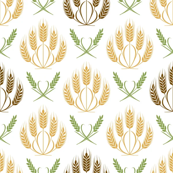 Vektorähren aus Weizen und Getreide nahtlose Musterillustration — Stockvektor