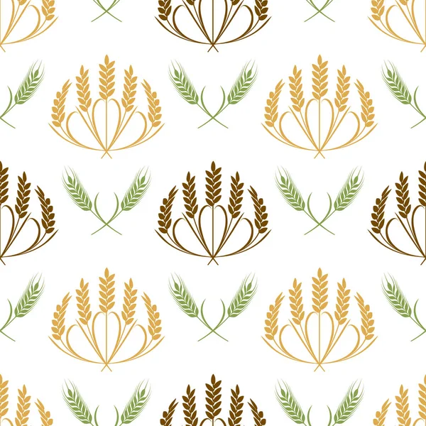 Uši vektorové ilustrace hladkých vzorků pšenice a obilovin — Stockový vektor