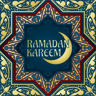 Vektör süs Arapça altın öğeleri desen. Bokeh ışık şenlikli arka plan. Tebrik kartı, Müslümanlar ay Ramazan Kareem için davet. Vektör çizim.