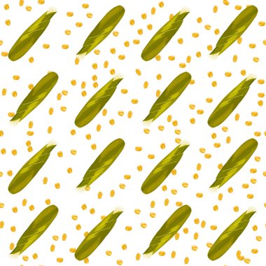 Mısır Mısır vektör seamless modeli. Gerçekçi botanik illüstrasyon.