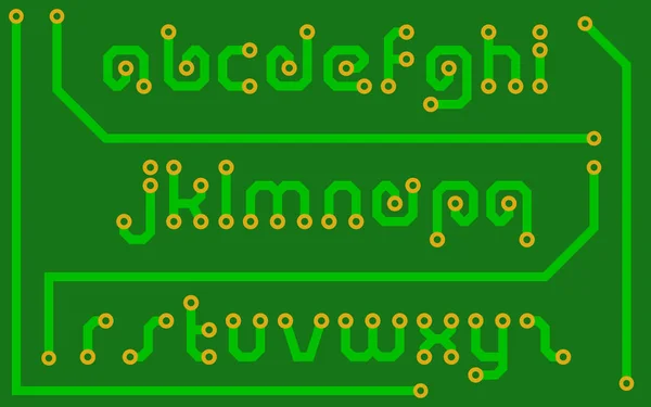 Carte de circuit imprimé sous forme de lettre alphabet. Illustration de police vectorielle — Image vectorielle