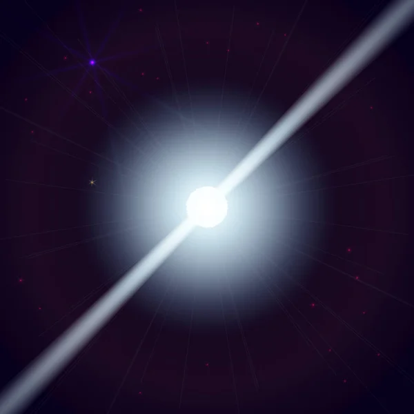 Neutron star makes radiation ray waves in the deep universe. Vector illustration — Stock Vector