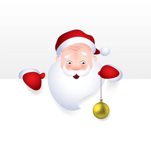 Ilustracja wektorowa z Santa Claus cartoon charakter emocja wesoły Boże Narodzenie ball dla pusty znak, nagłówek strony. — Wektor stockowy