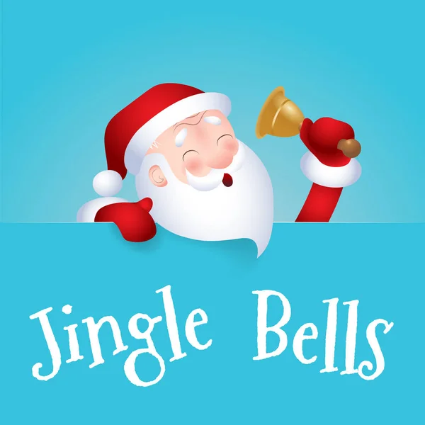 Ilustracja wektorowa z Santa Claus cartoon charakter emocja wesoły śpiewać Jingle Bells. — Wektor stockowy