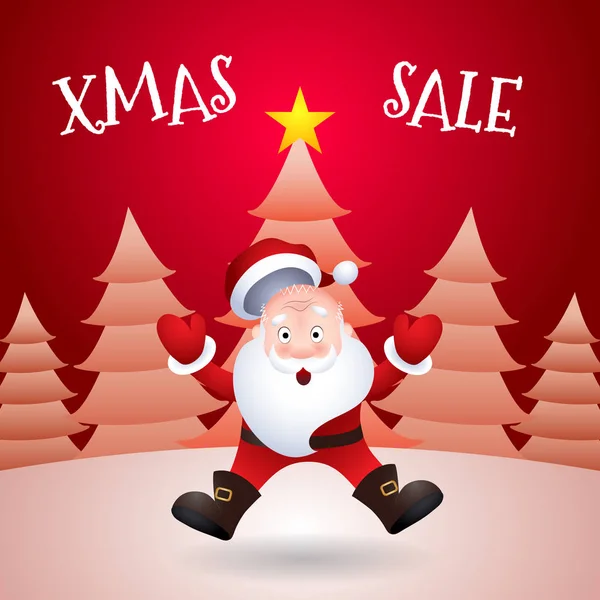 Kerst Sale. Vectorillustratie Santa Claus cartoon karakter emotie verrassing — Stockvector