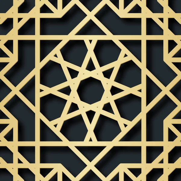 Nahtloses arabisches Muster mit 3D-Effekt für die festliche Gestaltung von Broschüre, Website und Druck. Vektorillustration — Stockvektor