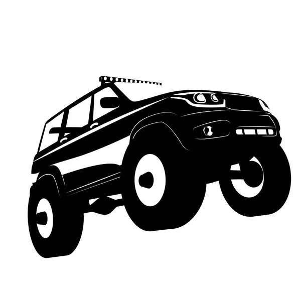 Off road vehicle car logo, vector illustration silhuette — Stock Vector