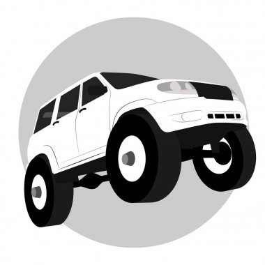 Off road araç araba logosu, resimde silhuette vektör