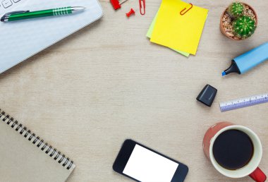 Üstten Görünüm aksesuarları Ofis Masası .