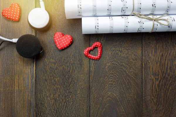 Top view valentines day love song music background.