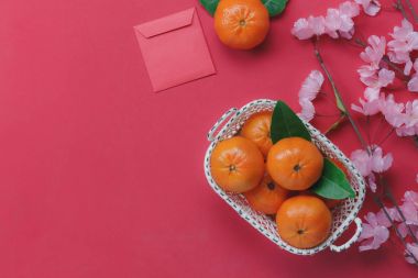 En iyi dekorasyon görünümünü mutlu Çin yeni yılı konsept arka plan.