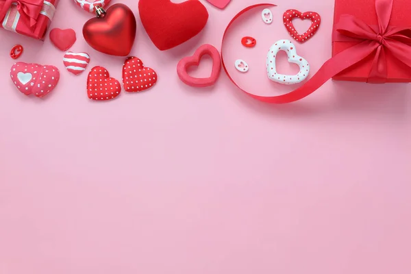 Tischplatte Ansicht Luftbild Des Schildes Valentinstag Hintergrundkonzept Flache Lage Anordnung — Stockfoto