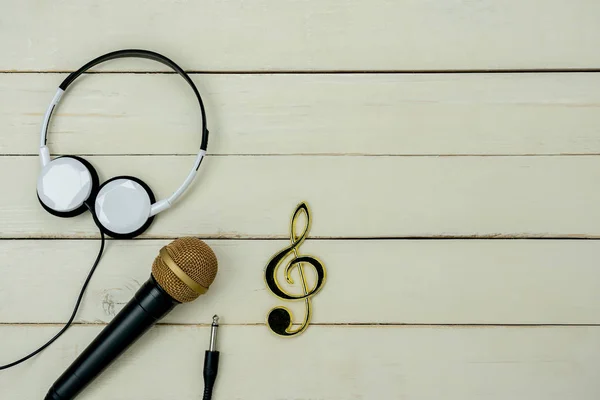 Widok Góry Tabeli Narzędzi Muzycznych Koncepcja Tła Płaski Układ Znaku — Zdjęcie stockowe