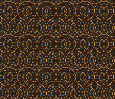 Endonezya vintage batik lüks tarzı metin ile vektör seamless modeli.  